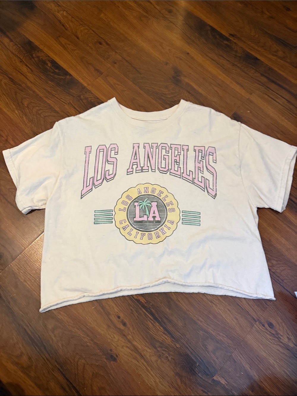 Junk Food Clothing Los Angeles Graphic Tee White & Pink Small